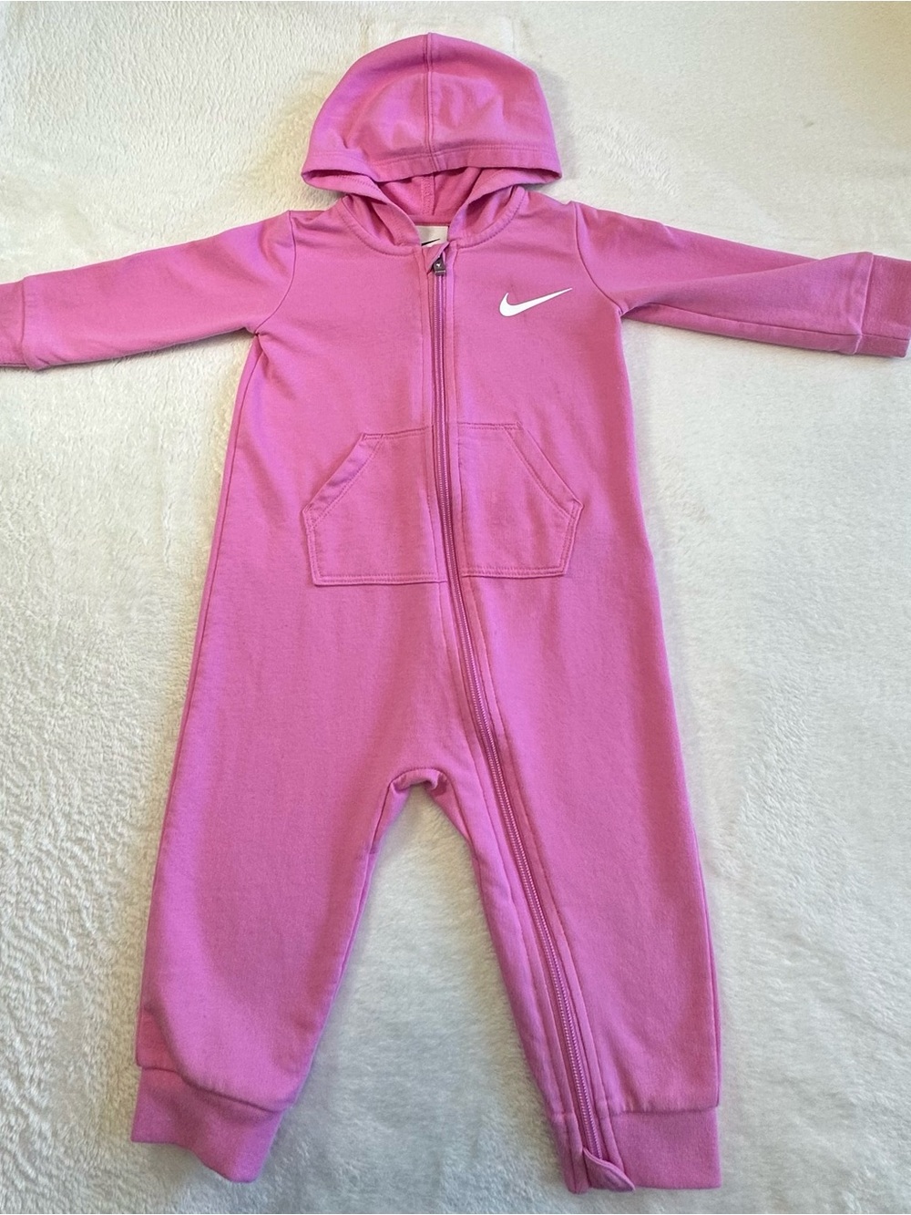 Nike Pink Hooded Zip-Up Footie - comfortable leisure wear.